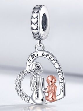 925 Mother & Child Bracelet Charm-NEW